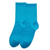 【ONEDER旺達】素色中長筒襪 韓系中長統襪 台灣製女襪棉襪- 琉璃藍 BA-A5-20