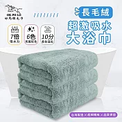 【OKPOLO】臺灣製造長毛絨超激吸水大浴巾(7倍吸水力 顏色繽紛) 淺墨綠 淺墨綠