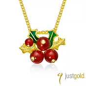 【Just Gold 鎮金店】冬日童話系列 黃金吊墜(雪果冬青-不含鍊)
