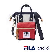 FILA x anello聯名款 撞色系列 防潑水強化 經典口金迷你手提斜背包- 法國色