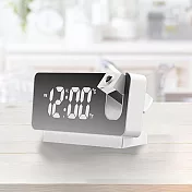 LED鏡面投影電子鐘/鬧鐘/時鐘(聲控/氣溫/鬧鐘/療癒小物/生日禮物/聖誕禮物/交換禮物) 白殼白燈