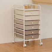 【H&R安室家】奶茶漸層色六層收納抽屜車/置物車G206B