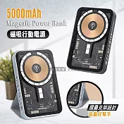 Wephone 5000mAh PD快充 MagSafe工業風透明磁吸支架行動電源 可上飛機 清亮白