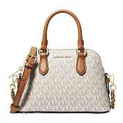 MICHAEL KORS 滿版LOGO拼接皮革兩用包-香草白