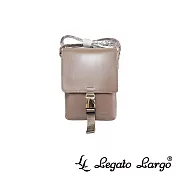 Legato Largo 簡約圓潤感方形單壓釦斜背小包- 奶茶色