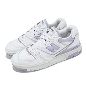 New Balance 休閒鞋 550 女鞋 白 紫 皮革 拼接 低筒 復古 NB BBW550BV-B