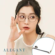 【ALEGANT】英倫時尚輕量鈦皇室質感霧面方框UV400濾藍光眼鏡 雀綠金