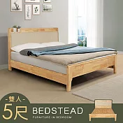 Homelike 喜家居雙人5尺LED觸控燈實木床架組(附床板)(2338)