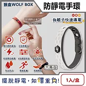 狼盒WOLF BOX-負離子快速導電高密度親膚矽膠運動型防水防汗超強防靜電手環1入/盒(可6段調整長度輕鬆穿戴) 六角白