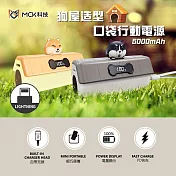 【MCK科技】狗屋造型 電量數顯 Lightning 口袋迷你直插式 PD快充行動電源 5000mAh 柴柴