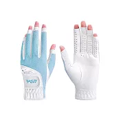 【LOTUS 樂特斯】PGM 高爾夫女用露指手套 藍色17碼