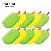 【日本Marna】日本製食器專用碗盤清潔專用海綿(10入)綠色(原廠總代理)