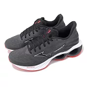 Mizuno 慢跑鞋 Wave Creation 25 男鞋 黑 紅 回彈 透氣 波浪片 路跑 運動鞋 美津濃 J1GC2401-03