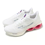 Mizuno 慢跑鞋 Wave Creation 25 女鞋 白 粉 透氣 回彈 路跑 運動鞋 美津濃 J1GD2401-24 23.5cm WHITE/PINK