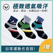 【WOAWOA】3入組 百岳能量激發登山襪-中筒(健走襪 除臭襪 襪子 男襪 女襪 運動襪) M(22-24公分)3色各1雙