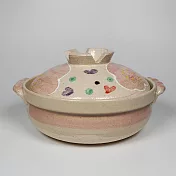 福介商店 日本土鍋 萬古燒 粉紅花紋 7號深陶鍋