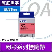 EPSON 原廠標籤帶 一般系列 LK-2RBP 6mm 紅底黑字