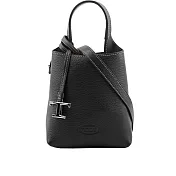 TOD’S T Logo 超小號手提/斜背二用皮革手機包 (黑色)