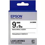 EPSON 原廠標籤帶 高黏性系列 LK-3WBW 9mm 白底黑字
