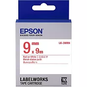 EPSON 原廠標籤帶 一般系列 LK-3WRN 9mm 白底紅字