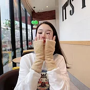 【BJ COLLECTION】日系羊羔毛絨防寒半指手套 BJC60006  棕色