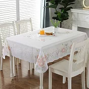 PVC精緻蕾絲防水防油桌巾137X180cm(桌布/桌巾/桌墊/餐桌巾/台布) 白桔花