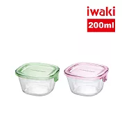 【iwaki】日本品牌耐熱玻璃微波盒-200ml(顏色任選)(原廠總代理) 綠色
