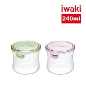 【iwaki】日本品牌耐熱玻璃微波罐-240ml(顏色任選)圓款(原廠總代理) 綠色