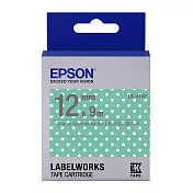 EPSON 原廠標籤帶 點紋系列 LK-4FAY 12mm 粉綠白點底灰字