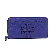 Tory burch 雙T-LOGO皮革拉鍊長夾-深藍