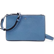 TORY BURCH 皮革雙層拉鍊斜揹包 水藍