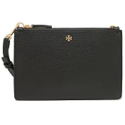 TORY BURCH 皮革雙層拉鍊斜背包 黑