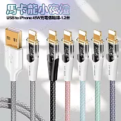 CITY BOSS馬卡龍 USB to Lightning 45W小夜燈充電傳輸線-120cm 黑色