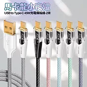 CITY BOSS馬卡龍 USB to Type-C 45W小夜燈充電傳輸線-200cm 紫色
