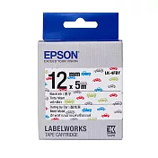 EPSON 原廠標籤帶 花紋系列 LK-4FBY 12mm 酷炫車/黑字