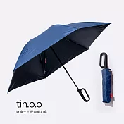 【好傘王】自動傘系_專利環扣反向傘 輕量6骨設計 黑膠布款-深藍
