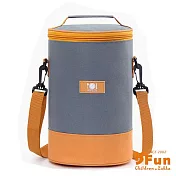 【iSFun】加長圓桶＊大容量肩背保冷保溫便當包/ 灰橙
