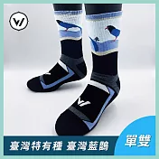 【WOAWOA】台灣特有種動物系列速乾羊毛襪-高筒|單雙(健走襪 除臭襪 襪子 男襪 女襪 運動襪) 台灣藍鵲M(22-24公分)