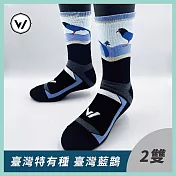 【WOAWOA】2入組 台灣特有種動物系列速乾羊毛襪-高筒(健走襪 除臭襪 襪子 男襪 女襪 運動襪) 台灣藍鵲2入-M(22-24公分)