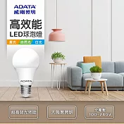 ADATA 威剛 8W LED 高效能燈泡-2入 白光