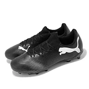 Puma 足球鞋 Future 7 Play FG/AG 男鞋 黑 白 皮革 支撐 人工草皮 短草皮 運動鞋 10772302