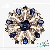 【伊飾童話】藍晶花漾＊灰金水鑽別針胸針