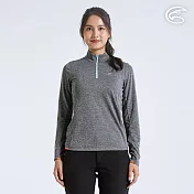 ADISI 女半門襟抗靜電紗透氣快乾長袖上衣AL2321039 (S-2XL) 保暖 吸濕 速乾 輕量 柔軟 S 雙色麻灰