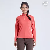 ADISI 女半門襟抗靜電紗透氣快乾長袖上衣AL2321039 (S-2XL) 保暖 吸濕 速乾 輕量 柔軟 S 	洋紅