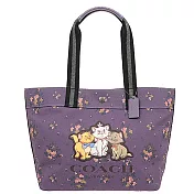 COACH 拼接帆布印花托特包-凱莉貓