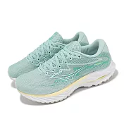 Mizuno 慢跑鞋 Wave Rider 27 Super Wide 女鞋 超寬楦 綠 白 波浪片 避震 美津濃 J1GD2306-74 24cm LIGHT GREEN/WHITE