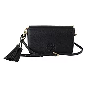 Tory Burch 流蘇皮革翻蓋斜揹包-黑
