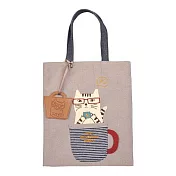 日本Kusuguru<貓澤先生>咖啡杯貓澤先生手提包-(灰色)