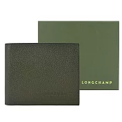 LONGCHAMP LE FOULONNÉ 系列牛皮雙折短夾 卡其綠