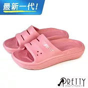 【Pretty】男女 女大尺碼 拖鞋 浴室拖鞋 防水拖鞋 輕量 厚底 一體成形 室內室外 海灘 臺灣製 EU36 粉紅色